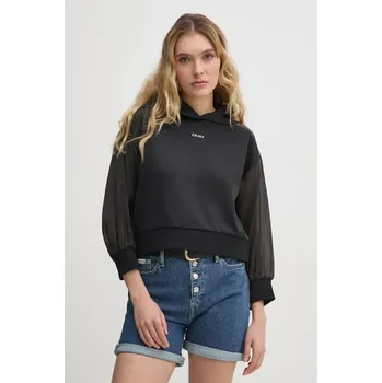 Dámská mikina Mikina Dkny dámská, černá barva, s kapucí, s aplikací, P4BHSWSH 99X, vel. L