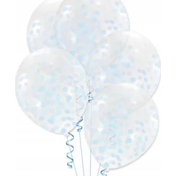Balónek Balónky průhledné s modrým konfetti 30 cm