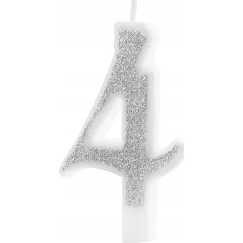 Dortová svíčka Svíčka na 4. narozeniny dort stříbrná číslice 9 Cm