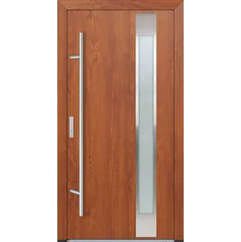 Vchodové dveře Hahn-Türke Vchodové dveře DS82-M04 grafitově šedé sklo Barva: Zlatý dub, Směr otevírání: Pravé, Ven, Celkové rozměry: 1000x2000mm