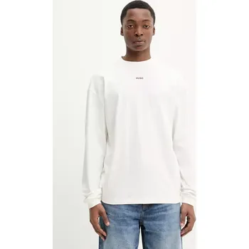 Bavlněné tričko s dlouhým rukávem HUGO Daposo 50511029 bílá 00X, vel. S