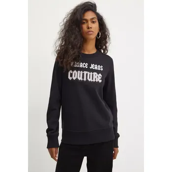 Dámská mikina Bavlněná mikina Versace Jeans Couture dámská, černá barva, s potiskem, 77HAIC02 CF00C 77HAIC02.CF00C 99X, vel. M