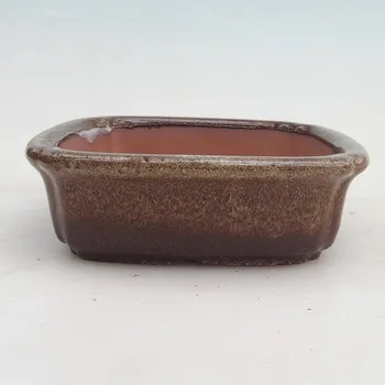 Květináč Bonsai miska 15 x 15 x 4,5 cm vínovohnědá
