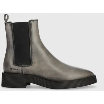 Dámské kozačky Kožené kotníkové boty Copenhagen dámské, šedá barva, na plochém podpatku, CPH662 used vitello 90X, EUR 36