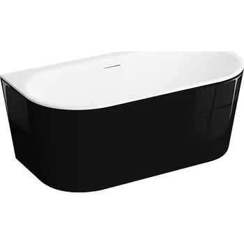 Vana Polimat Akrylátová volně stojící vana ke stěně Sola 160x75 Rozměry (cm): 160x75, Barva vany: Bílá / černá lesk