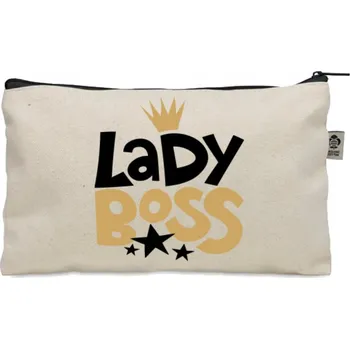 Kosmetická taška Kosmetická taštička béžová dárek LADY BOSS vtipný potisk queen KO_247