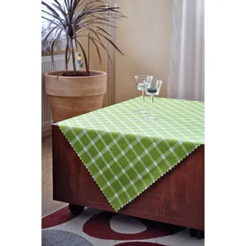 ubrus Polášek Holešov Ubrus teflon tisk-kostka zelená 100% polyester Zelená káro 140x200 ovál