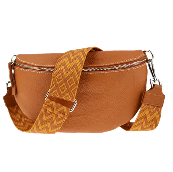 Kabelka NovaKabelka.cz Kožená italská crossbody kabelka Reni Grande Camel s přídavným popruhem II
