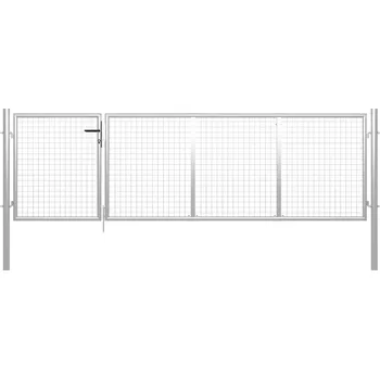 vidaXL Zahradní branka ocelová 350 x 75 cm [144322] Barva: Stříbrná