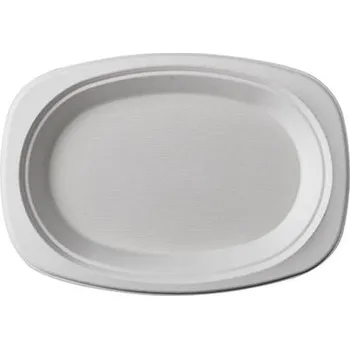 Jednorázové nádobí Talíř z cukrové třtiny oválný 230/160/20mm 50ks
