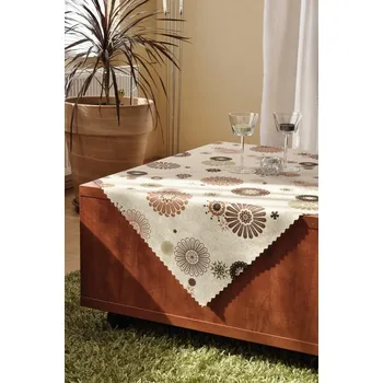 ubrus Polášek Holešov Ubrus teflon tisk 5617-2 100% polyester Béžová květiny Hnědá 50x50