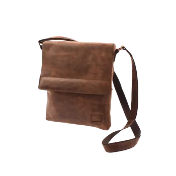 Pánská aktovka Dámská/Pánská Kožená ručně šitá kabelka KUBÁT Helimann velká půlklopa | 568335 Barva: hnědá