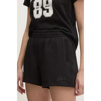 Dámské kraťasy Bavlněné šortky Dkny dámské, černá barva, hladké, high waist, DP5S5252 99X, vel. L
