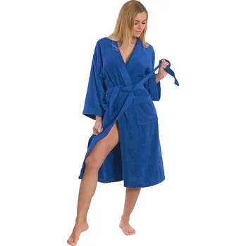 Dámské noční prádlo Dámský bavlněný župan model KIMONO 03 Navy Blue XL