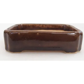 Květináč Keramická bonsai miska 11 x 9 x 3,5 cm hnědá