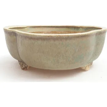 Květináč Keramická bonsai miska 14 x 13 x 5 cm zelená