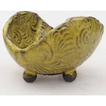 Květináč Keramická Skořápka 8 x 8 x 5,5 cm zelenožlutá
