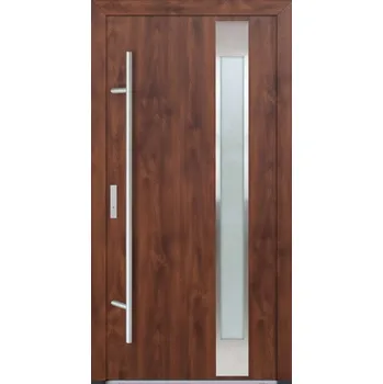 Vchodové dveře Hahn-Türke Vchodové dveře DS82-M04 mléčné sklo Barva: Ořech, Směr otevírání: Levé, Dovnitř, Celkové rozměry: 880x2080mm