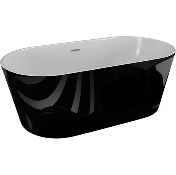 Polimat Akrylátová volně stojící vana Uzo 160x80 Rozměry (cm): 160x80, Barva vany: Bílá / černá lesk
