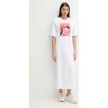 Dámské šaty Bavlněné šaty Fiorucci Lollipop Mouth Print Maxi T-Dress W02SPDTS108CJ01WH03 bílá 00X, vel. XS