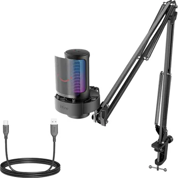 Mikrofon FIFINE A8T - USB kondenzátorový RGB herní mikrofon s POP filtrem a ramenem (PS4/PS5/PC)