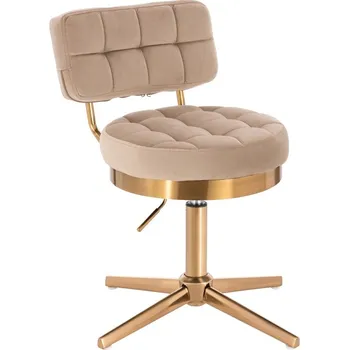 Otočné křeslo Ski velur na zlatém kříži - béžový