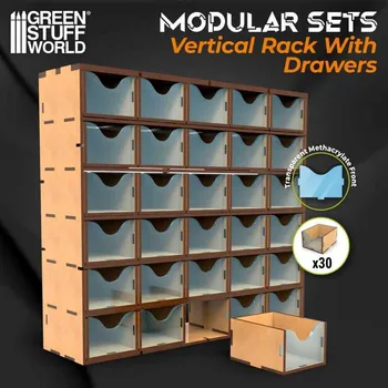 Plastikový model Modular Rack with Drawers – modulární organizér se 30 zásuvkami (vertikální)