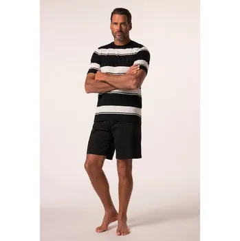 Pánské pyžamo JP1880, Plus size Pyžamo JP1880, kolekce domácího oblečení, pruhované tričko, šortky, do 8XL pro plnoštíhlé nadměrná velikost, 837705100-1907, černý, 8XL, Plus size oblečení, Oblečení pro vysoké muže, Nadměrné velikosti, Oblečení pro plnoštíhlé.