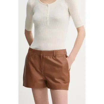 Dámské kraťasy Kožené šortky Herskind Holly dámské, hnědá barva, hladké, medium waist, 5469175 82X, vel. 34