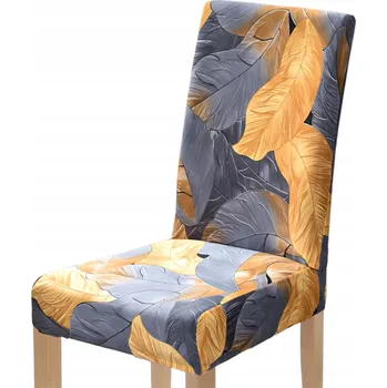Potah na židli POTAH NA ŽIDLI Elastický Univerzální Silný ŠEDÝ ŽLUTÉ LISTY