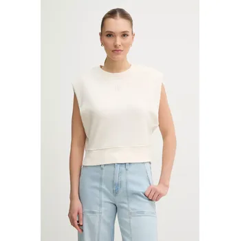 Bavlněný top Dkny béžová barva, DJ5T1397 01X, vel. L