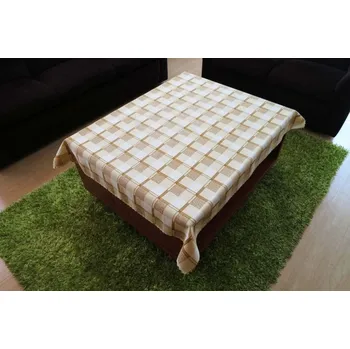 ubrus Polášek Holešov Ubrus teflon tisk 5536/1 100% polyester Béžová Hnědá káro 140x200 ovál