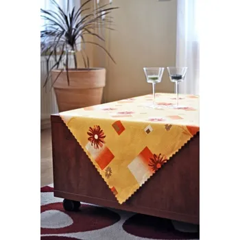ubrus Irisette Ubrus teflon tisk 5634-1 Červená 100% polyester Žlutá květiny 100x130