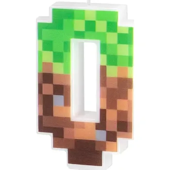 Dortová svíčka Svíčka na dort Číslice 0 MINECRAFT PIKSELE Dekorace na dort k narozeninám