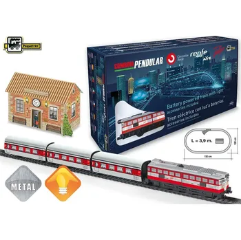 Vláček a vláčkodráha Pequetren Kloubový vlak - TALGO se stanicí, semaforem a nájezdem