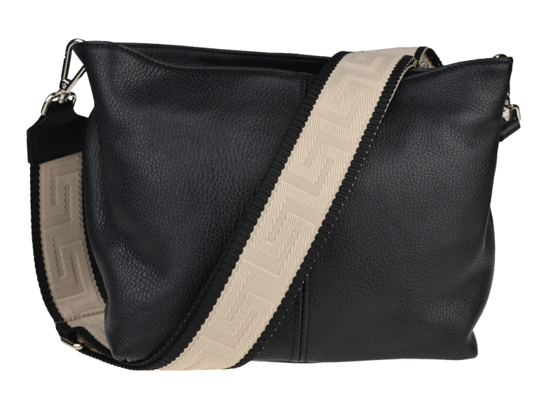 NovaKabelka.cz Kožená italská crossbody kabelka Batilda Nera s přídavným popruhem V