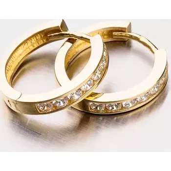 Náušnice Dámské náušnice žluté zlato 585 zirkon kruhy 42-32026