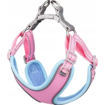 Postroj pro psa BEZTLAKOVÉ POSTROJE pro psa PRODYŠNÉ BREEZE reflexní XXS růžová pastelová