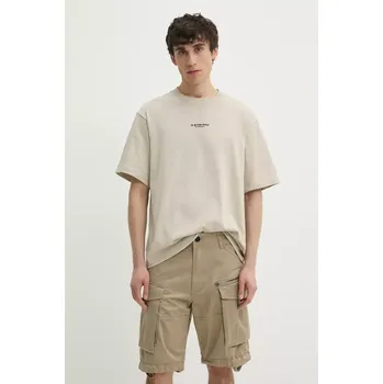 Pánské tričko Bavlněné tričko G-Star béžová barva, s aplikací D24780.C336 12X, vel. XS