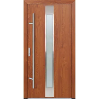 Vchodové dveře Hahn-Türke Vchodové dveře DS82-M05 grafitově šedé sklo Barva: Zlatý dub, Směr otevírání: Levé, Ven, Celkové rozměry: 1000x2100mm