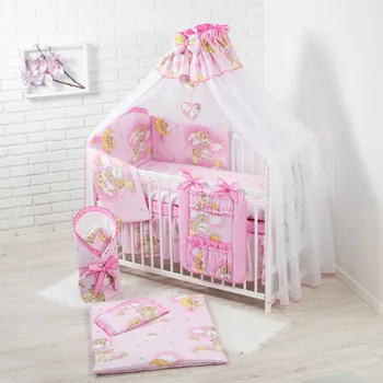 Postýlka s matrací a klasickou lůžkovinou - 15 dílná barva lůžkoviny: pampeliška šedá