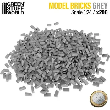 Plastikový model Miniature Bricks – keramické cihly šedé 1:24 (200 ks)