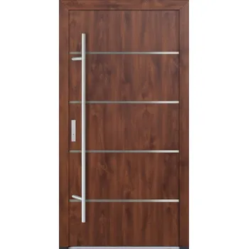 Vchodové dveře Hahn-Türke Vchodové dveře DS82-M02 Barva: Ořech, Směr otevírání: Pravé, Ven, Celkové rozměry: 1000x2100mm