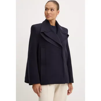 Dámský kabát Vlněný kabát Victoria Beckham tmavomodrá barva, přechodný, dvouřadový, 1424WCT005790A 59X, vel. 36