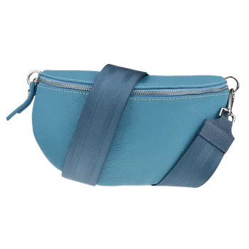 Kabelka NovaKabelka.cz Kožená italská crossbody kabelka Reni Grande Blu Chiaro s přídavným popruhem II