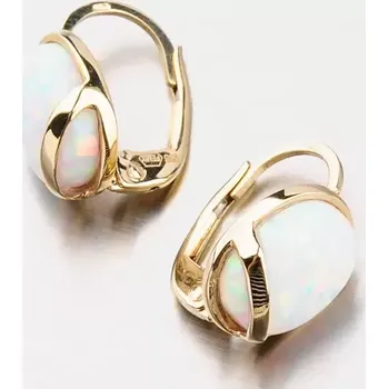 Náušnice Dámské náušnice žluté zlato 585 s opál 42-32250