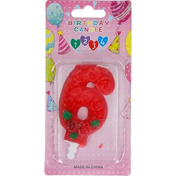 Svíčka Vixon Narozeninová svíčka "6" červená