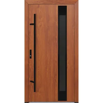 Vchodové dveře Hahn-Türke Vchodové dveře DS82-M24 grafitově šedé sklo Barva: Zlatý dub, Směr otevírání: Levé, Ven, Celkové rozměry: 880x2080mm