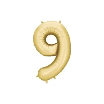 Balónek Foliová číslice Saténová zlatá 9 - 86 cm