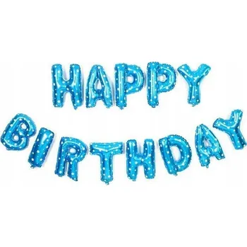 Balónek SADA balónků VŠECHNO NEJLEPŠÍ K NAROZENINÁM balónky modré bílé hvězdičky 40 cm